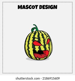 Diseño de la ilustración de la mascota Watermenlon con logotipo de frutas