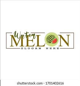 Fruit logo, water melon logo. water melon with initial"water MELON", FRAME, brand and white background