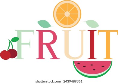Fruit logo with watermelon, orange and cherry colorful design