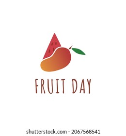 Obstlogo, Weltfruchttag, frisch, Mango, Wassermelone, Aufkleber.