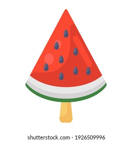 
Loma de fruta de verano, paleta de sandía en icono plano 