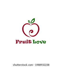 Fruit Love Apple Lineart Symbol Logo Design