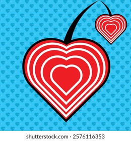 fruit of love on valentine's day. Blue background with transparent heart pattern. Perfect for valentine's day theme or banner for event and also digital file stock