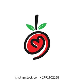 fruit with love vector, fruit love logo