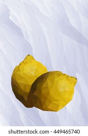 Fruit Low-poly geometric origami mosaic style  background card