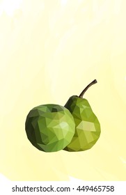 Fruit Low-poly geometric origami mosaic style  background card