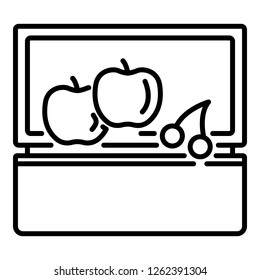 Fruit lunchbox icon. Outline fruit lunchbox vector icon for web design isolated on white background