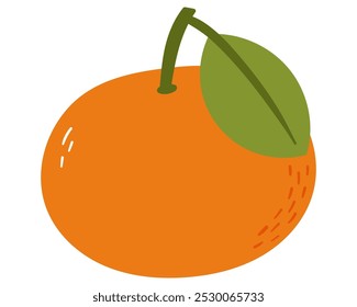 Fruit mandarin in cartoon hand drawn simple style. Editable variable color