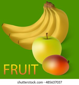 fruit mango banana apple
