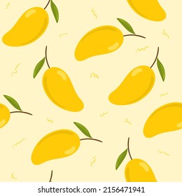 fruit mango illustration cartoon vector seamless pattern.