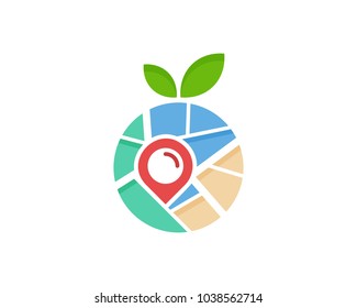 Fruit Map Icon Logo Design Element