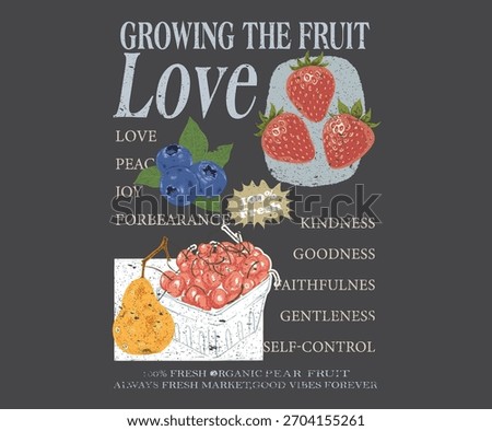 Fruit market artwork. Mix fruit design for t shirt print, poster, sticker, background and other uses.