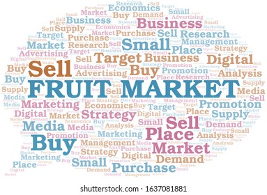 Fruit Market word cloud. Vector made with text only.