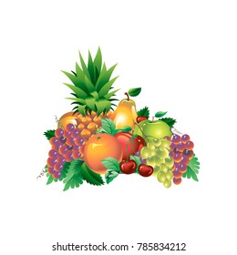 Fruit. Meal. Vector. Still life