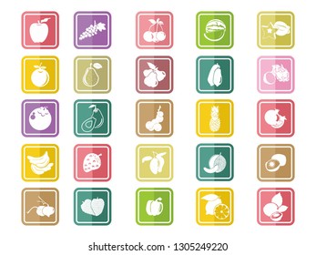 Fruit Melon Apple Strawberry Grape Orange Square Icon