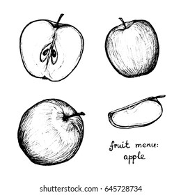 Fruit Menu - Apple - hand-drawn objects