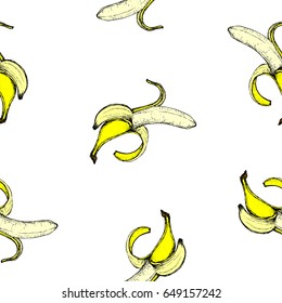 Fruit Menu - Banana - color graphic seamless pattern