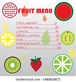 fruit menu design on white background