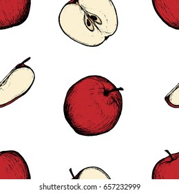 Fruit Menu - Red Apples- graphic seamless pattern