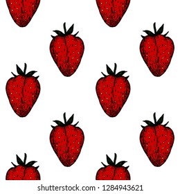 Fruit Menu - Strawberry - colored graphic seamless pattern