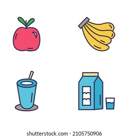 Fruit and milk vector icon. filled icon variants