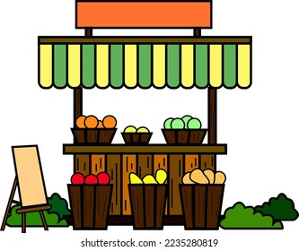 Fruit mini shop,Fruits Market vector 