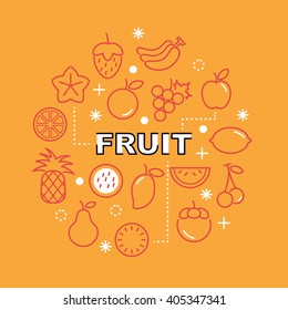 fruit minimal outline icons, vector pictogram set