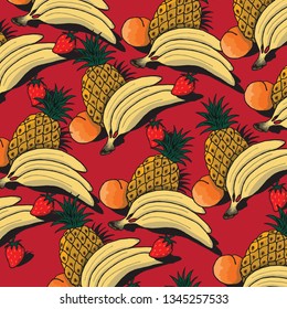Fruit mix design for fabric, textile pattern, vector