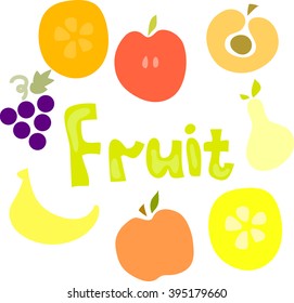 fruit mix on white background