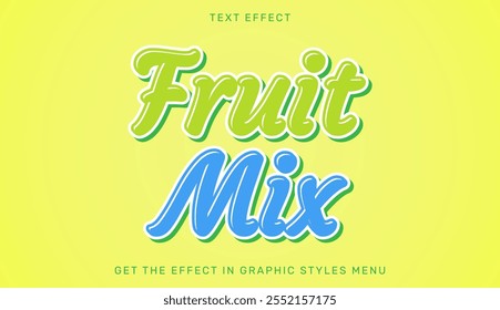 Efecto de texto de mezcla de frutas en diseño 3D