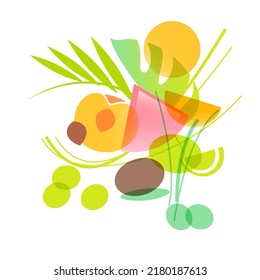 Fruit mix, vector composition in modern style