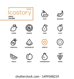 Fruit - modern line design style icons set