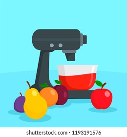 Fruit modern mixer concept background. Flat illustration of fruit modern mixer vector concept background for web design