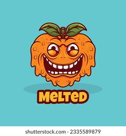 fruit monster character design with various expressions for halloween mascot or logo