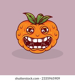 fruit monster logo mascot design with various expressions for helloween