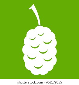Fruit of mulberry icon white isolated on green background. Vector illustration