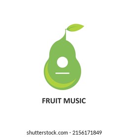 Fruit music simple logo design. Illustration of avocado and guitar.