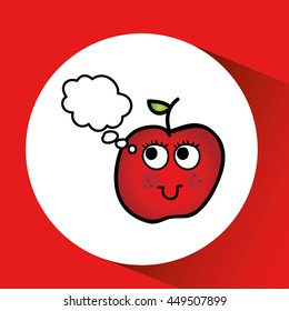 fruit nature healthy cartoon food isolated, vector illustration