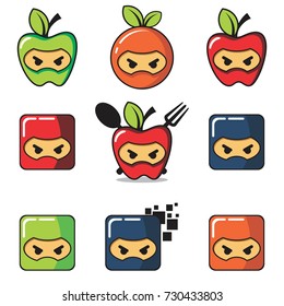 fruit ninja icon logo set