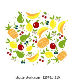 Fruit and nuts set. Vector sketch style illustration fruits design. EPS 10