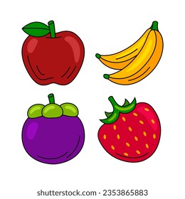 fruit objects vector illustrations set