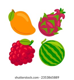 fruit objects vector illustrations set