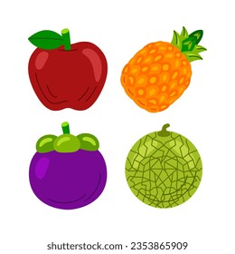 fruit objects vector illustrations set