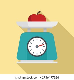 Fruit On Kitchen Scales Icon Flat Stock Vector (Royalty Free ...
