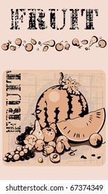fruit on a wattled background