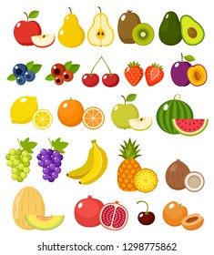 Frutas em um fundo branco isolado. Ilustração vetorial