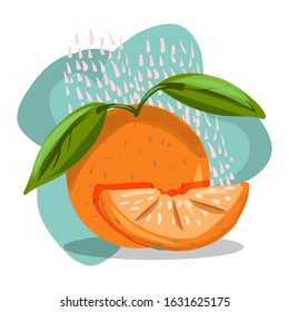 Fruit. Orange. Bright design. Hand drawing. For your design.