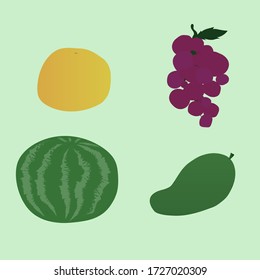 
Fruit, Orange, Grape, Watermelon, Mango