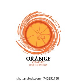 fruit orange graphic element design logo key visual water splash background 