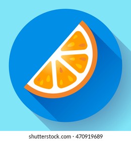 Fruit orange icon flat style with long shadow